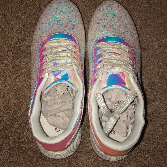White reflective sparkly comfy shoes - Picture 3 of 6